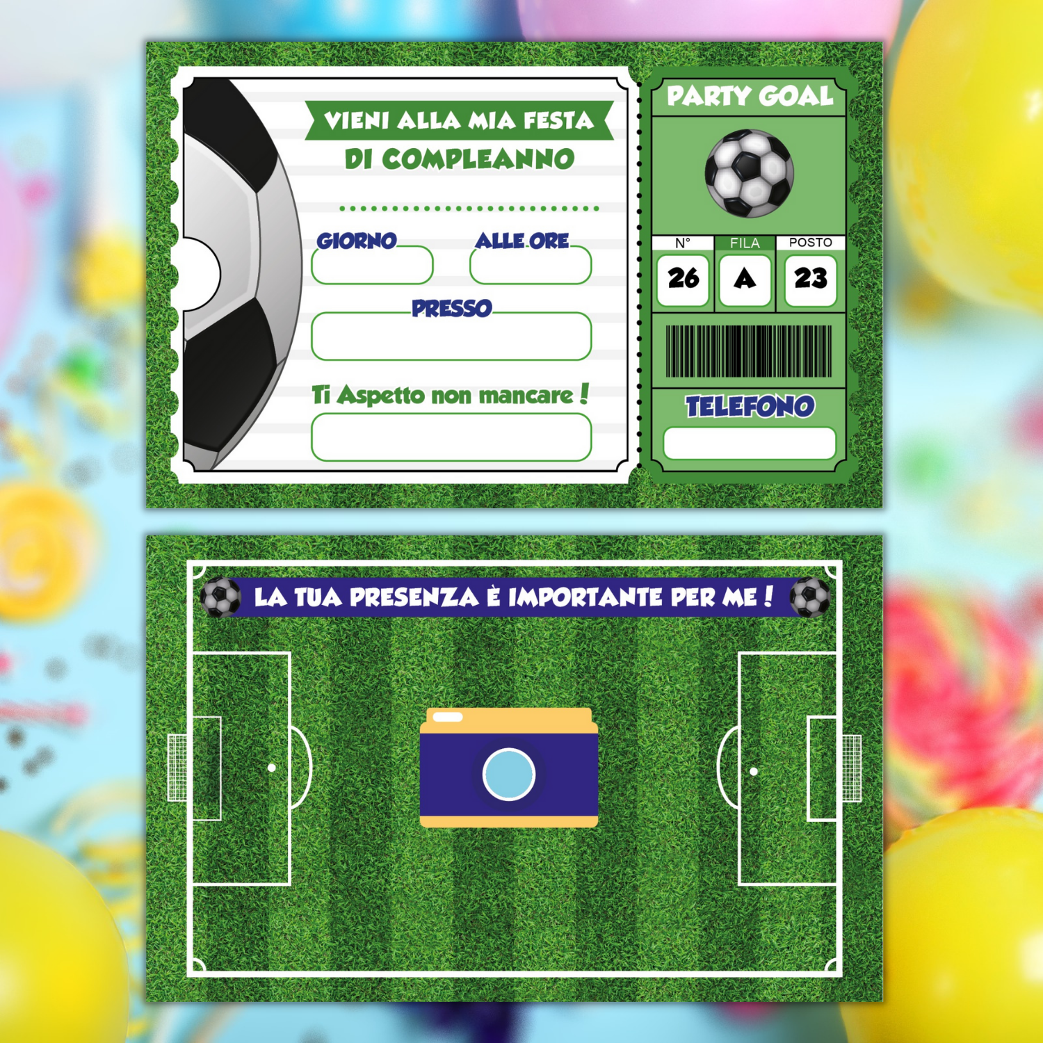 Biglietti Inviti per Festa Compleanno Calcio 2 – PrintServis