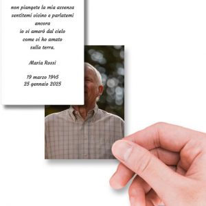 Stampa Ricordini funebri personalizzati con foto e preghiera